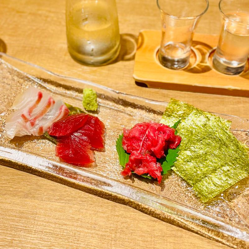 お刺身3点盛【ホシカレイ・鮪昆布〆・鮪中落】(和光 日本酒バル まいかけ)
