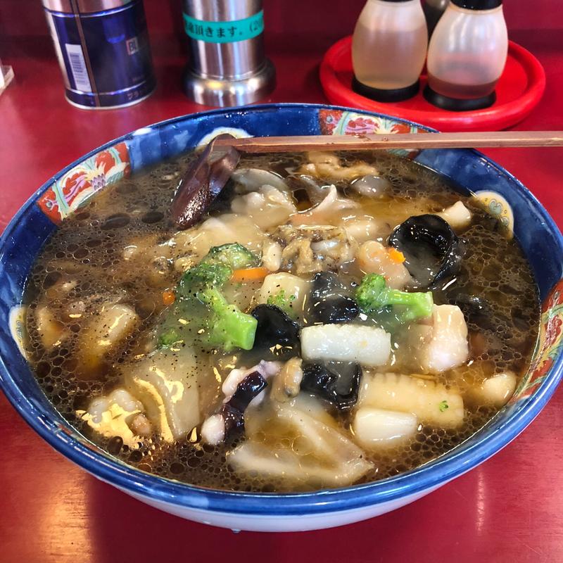 チャンポンラーメン【魚介類の餡掛け】(ラーメン桐生足利店)