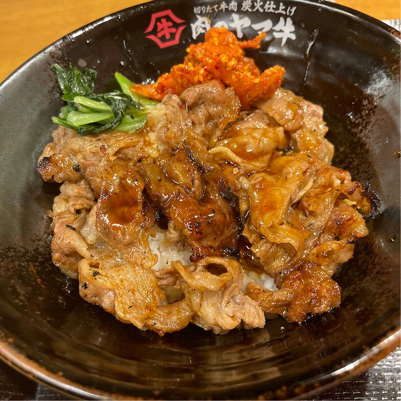 炭火焼肉丼と肉そば(肉のヤマ牛 十三)