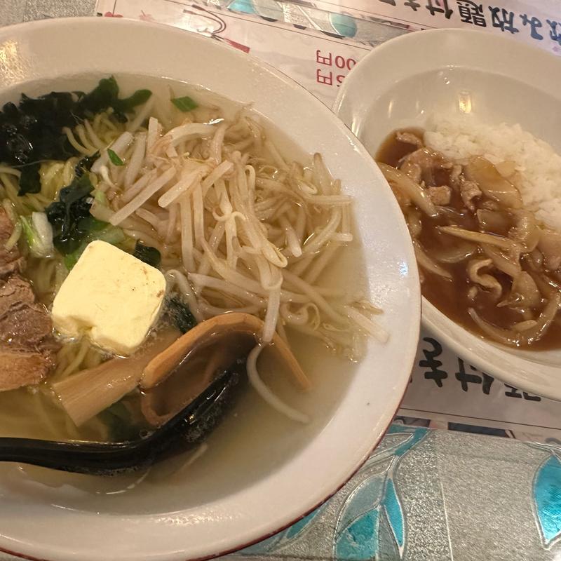 塩バター麺半焼肉丼セット(天福楼 方南町店)