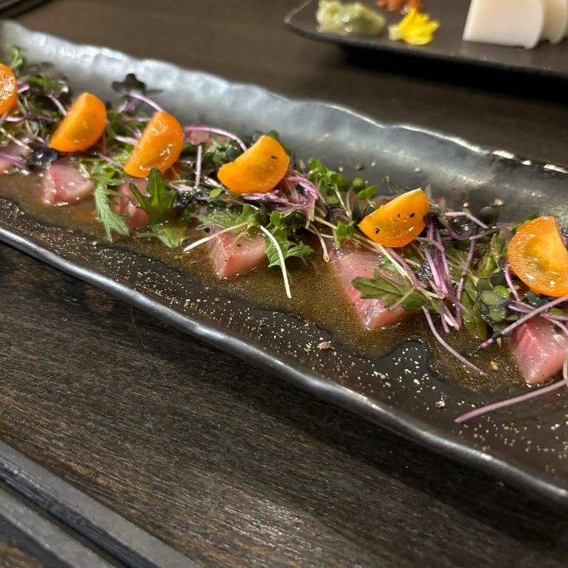 ワラサの和風カルパッチョ(粉練 （こねり）)