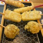 はじかみ豚巻き＋子持ちこんにゃく＋かぼちゃチーズの天ぷら串
