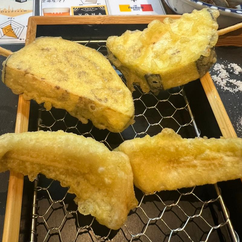 丸ナス＋キスの天ぷら串(串の天ぷら屋 ツキイチ)