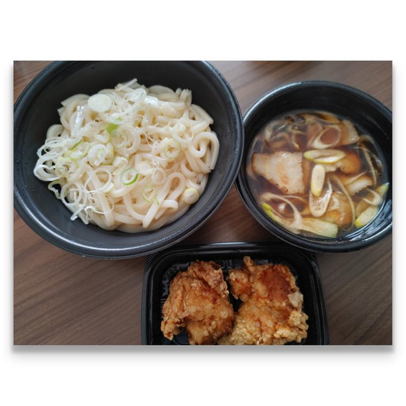 豚肉汁つけうどん から揚げ2個セット＋麺大盛り(とんかつ専門店 かさねや市川店)