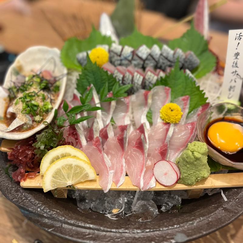 活！豊後さば刺身(九州熱中屋 新宿ワシントンホテルLIVE )