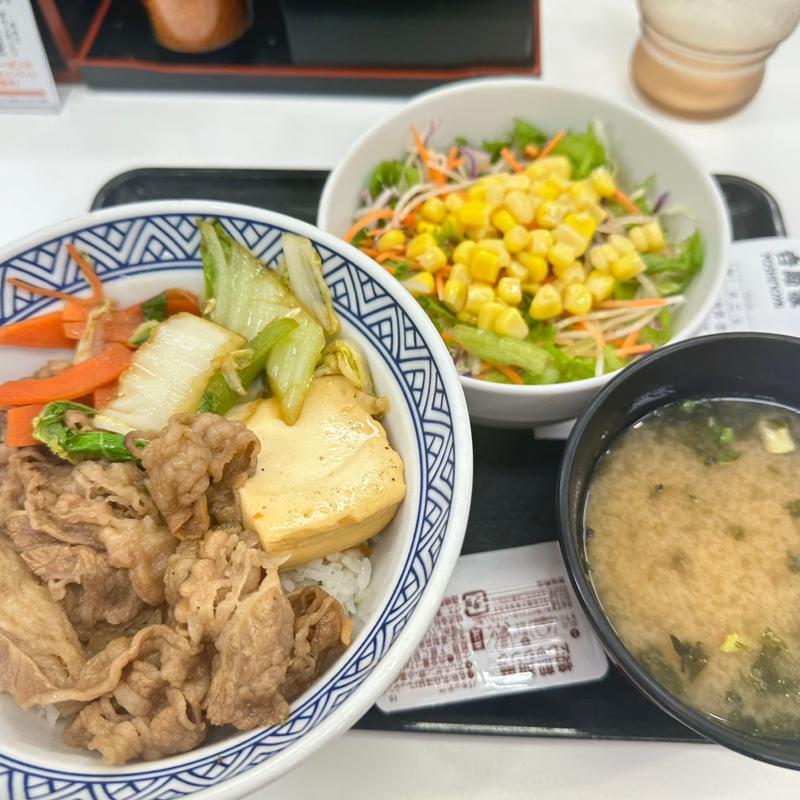 牛すき丼サラダセット(吉野家 新４号線上三川店 )