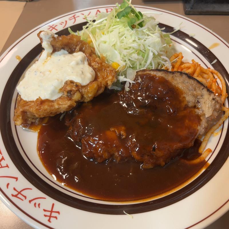 チキン南蛮タルタルとハンバーグセット(キッチンABC 南大塚店 （キッチンエービーシー）)