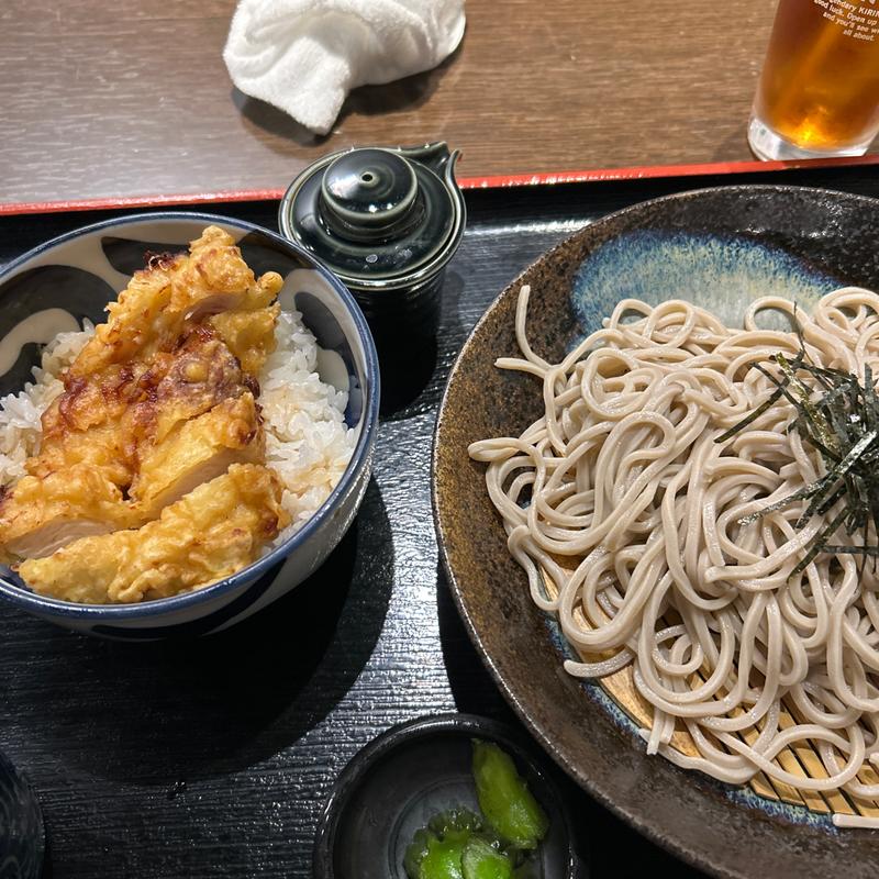 かしわ天丼と蕎麦のセット(蕎麦切り くろ)
