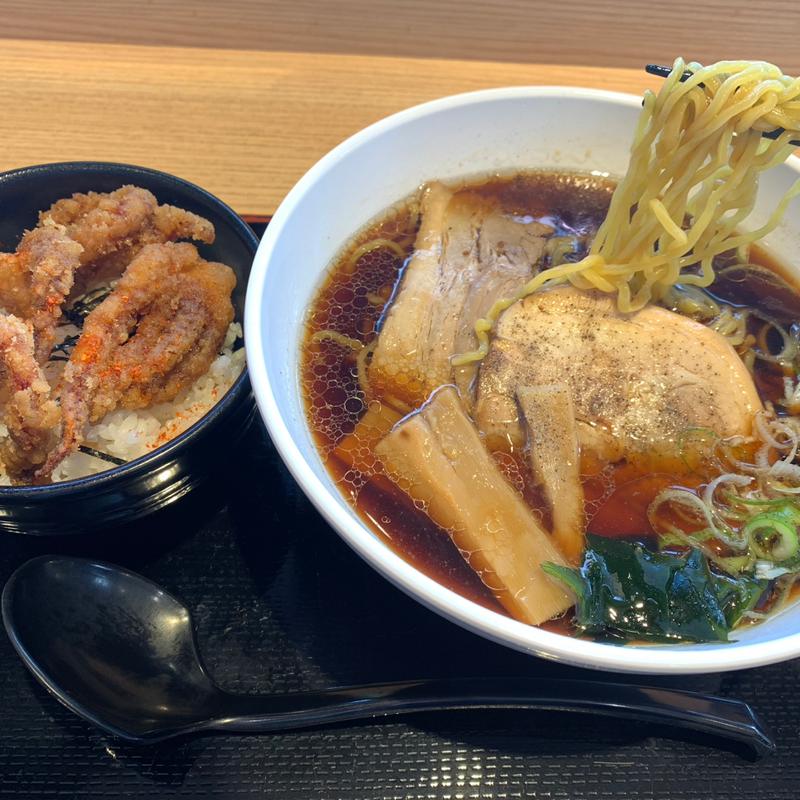 黒醤油ラーメン&ミニイカげそ丼セット(岩見沢サービスエリア（上り） )