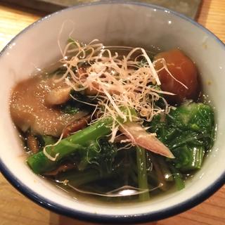 きのこと山菜のお浸し(晩酌と晩御飯 ちょうつがひ)