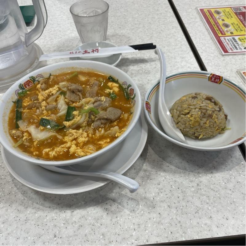 豚辛ラーメン　チャーハンジャストサイズ(餃子の王将 草加店)