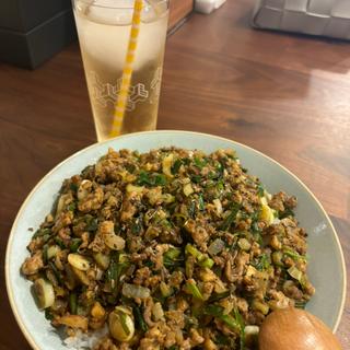 ニラとネギのキーマ(自宅)