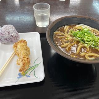 カレーうどん並　＋　かしわ天とおにぎり(むらさき 備前店 )