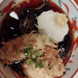 牡蠣とナスの揚出し(石臼挽きうどん しゅはり )
