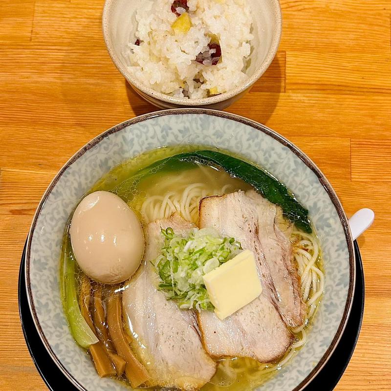いきなり限定麺 鶏塩バター さつまいもおこわ(中華そばOKAMURA)