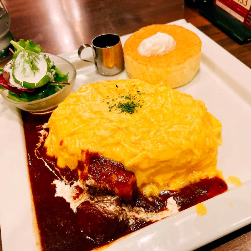 ビーフシチューオムライス&パンケーキプレート(星乃珈琲店 天神橋六丁目店)