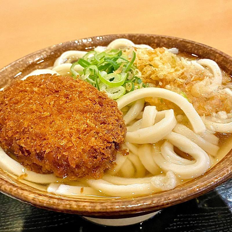 かけうどん 枝豆コロッケ(讃岐うどん 條辺)
