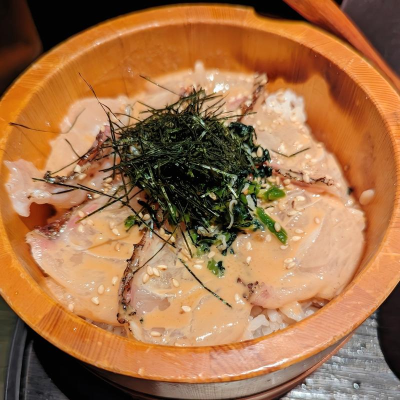 鯛の特製胡麻ダレお櫃(お茶漬け酒場 金の穂銀の水)