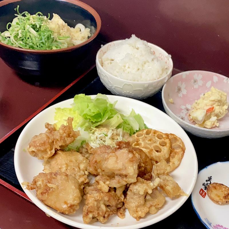 鶏天定食(讃岐一番)
