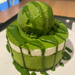 抹茶チーズケーキ 抹茶アイス＋抹茶ソース(IPPUKU&MATCHA 代々木上原店)