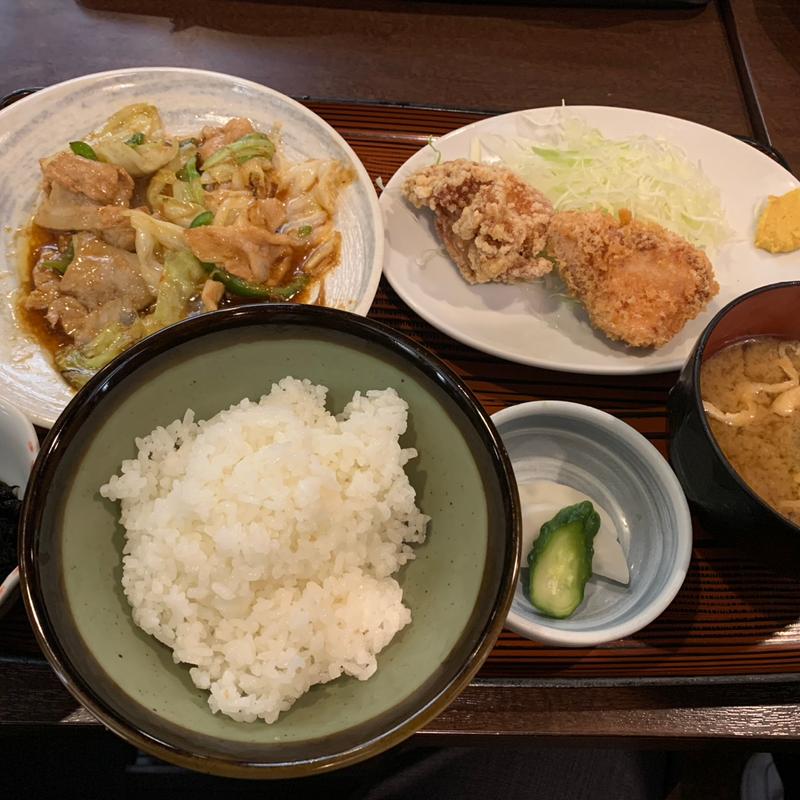 回鍋肉、唐揚げ、ヒレカツ定食(遊食家 楽)