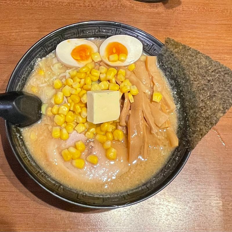 白味噌バターコーン、メンマ、味玉(ほしみ屋 日本橋浜町店)