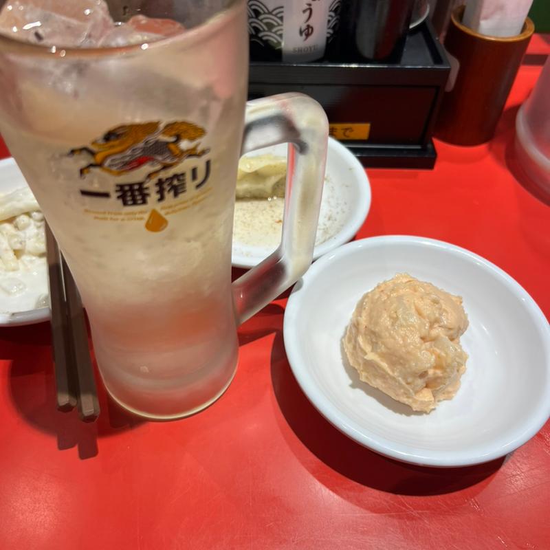 ハイボール　明太ポテサラ(日高屋 草加西口店)