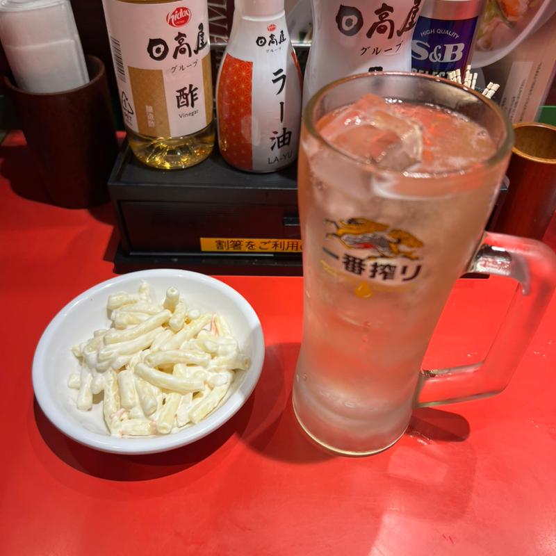 ハイボール　マカロニサラダ(日高屋 草加西口店)