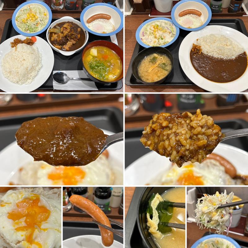 オリジナルカレーランチセットにソーセージ&目玉焼き(松屋 中野通り店)