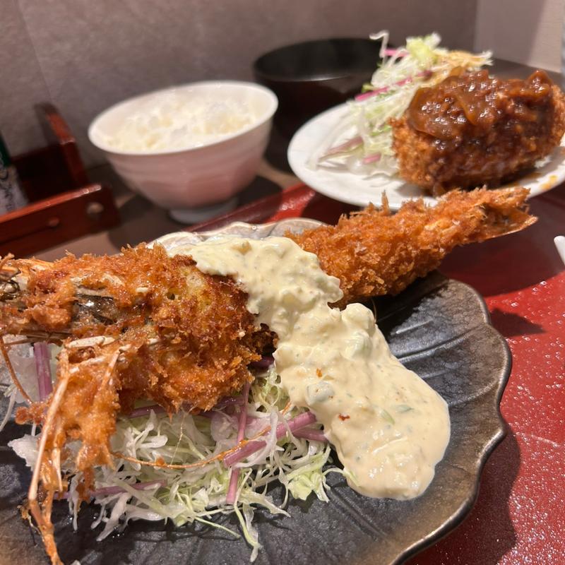 大えびフライ(1尾)とコロッケ定食(K.AKASHI)