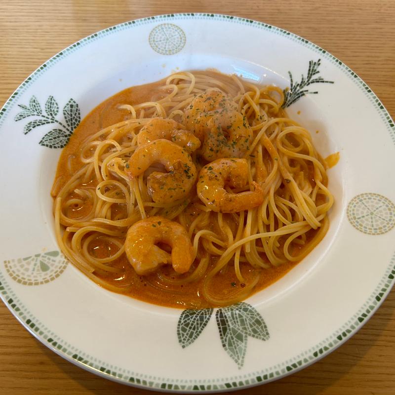 エビのトマトクリームパスタ(のんびりや食堂)