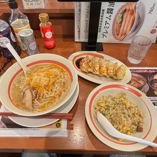 しおネギラーメン+チャーハンセット大蒜増し(幸楽苑 八千代村上店 （コウラクエン）)