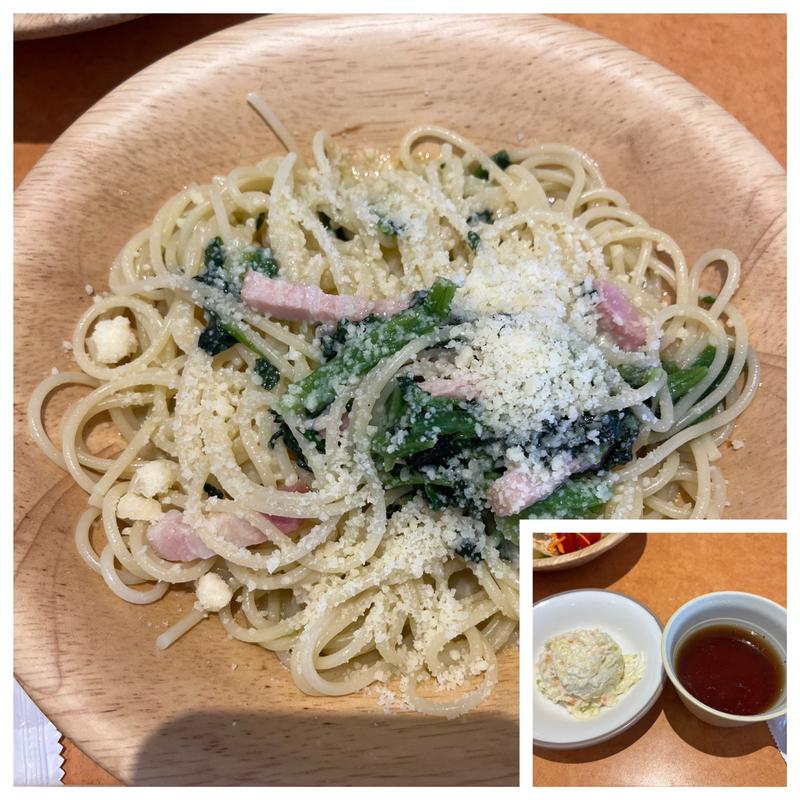 ほうれん草とパンチェッタのスバゲッティ(サイゼリヤ　ミスターマックス春日SC店)