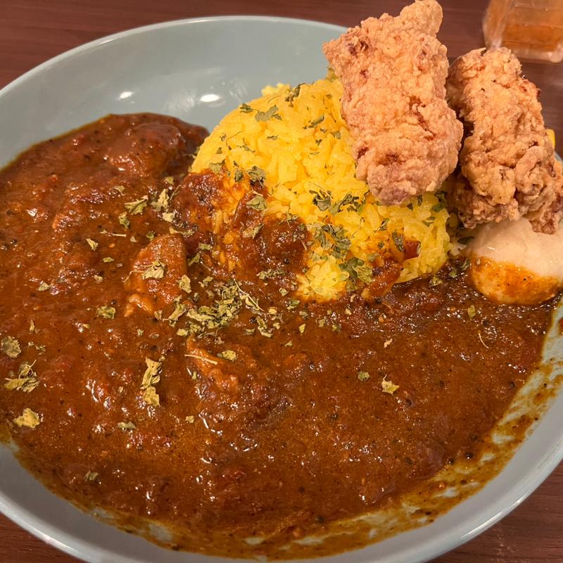 ペッパーポークカレー（中）+からあげセット(ナマステ堂 カレーワールド)