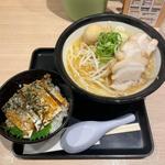麦味噌ラーメン 味付玉子 ゴマサバ丼