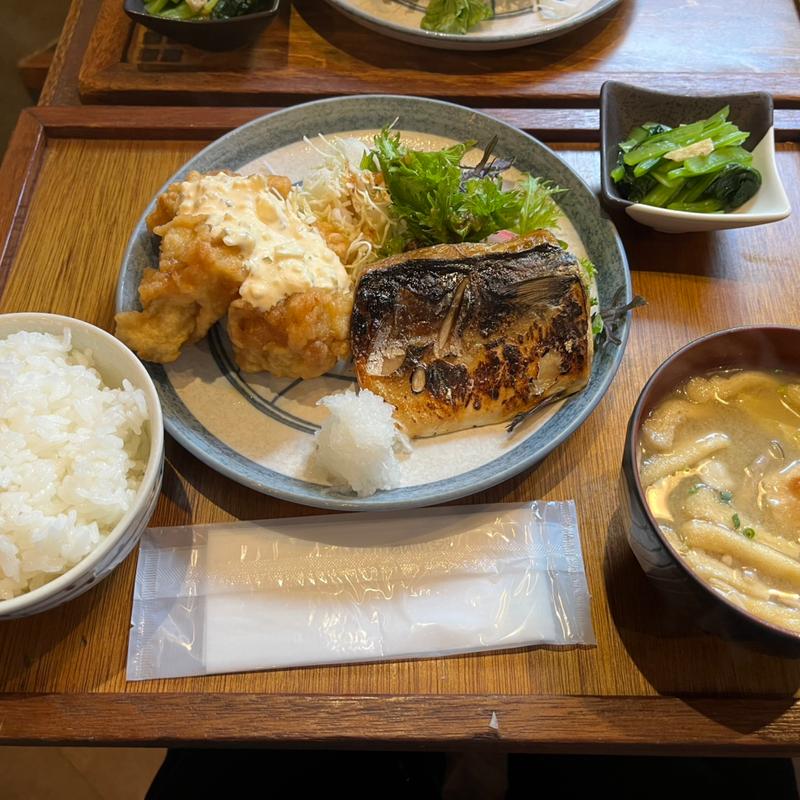 チキン南蛮（3コ）塩サバ（ハーフ）のハーフ&ハーフ(かんすけ 薬院店)