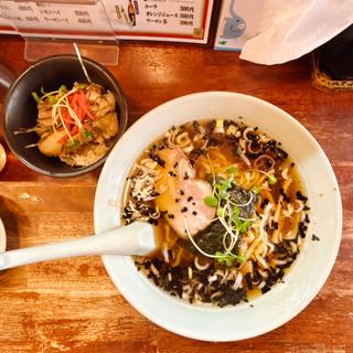 ランチセットメニューB(揚げねぎラーメン＋ミニチャーシュー丼)(寿福)