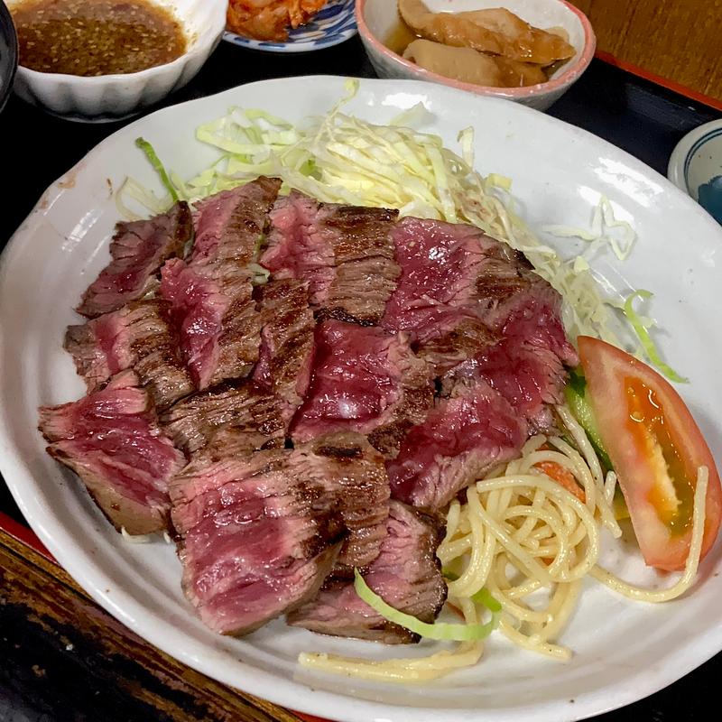 牛赤身ミニステーキ定食(松の家)