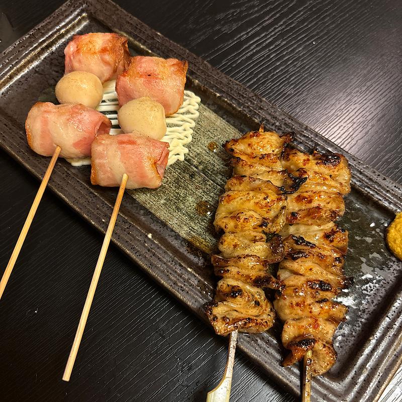 ベーコンうずら・皮(串ひろ )