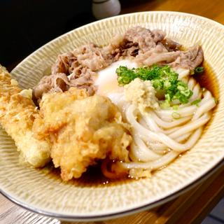 肉温玉ぶっかけ+鶏天+鯛ちくわ(阿波座 ひゃっかく)