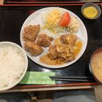 唐揚げ定食相盛り(塩&油淋鶏ソース)(居酒屋 祭)