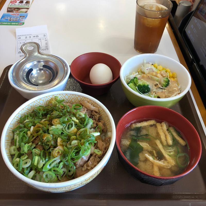 ネギ玉牛丼ランチセット(すき家 足利南大町店)