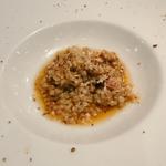 河内鴨のフルコース　蕎麦米とささみスモークのリゾット(foujita)