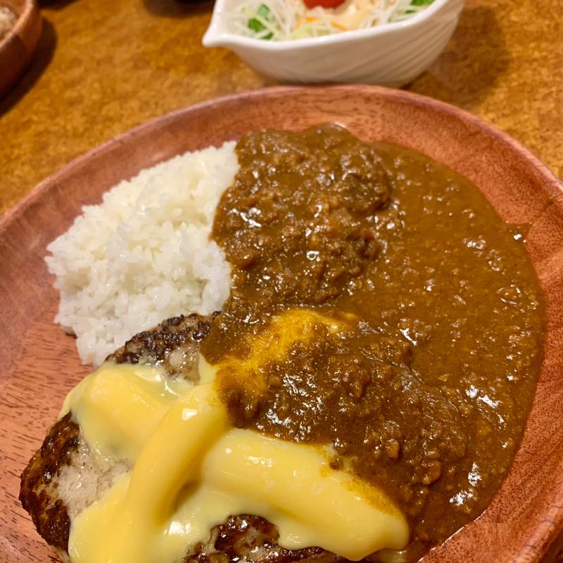 チーズカリーバーグディッシュ　サラダ別盛り(びっくりドンキー 刈谷店)