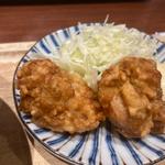 しらすと大葉の釜玉うどんと唐揚げセット(釣宿酒場 マヅメ 御茶ノ水店)