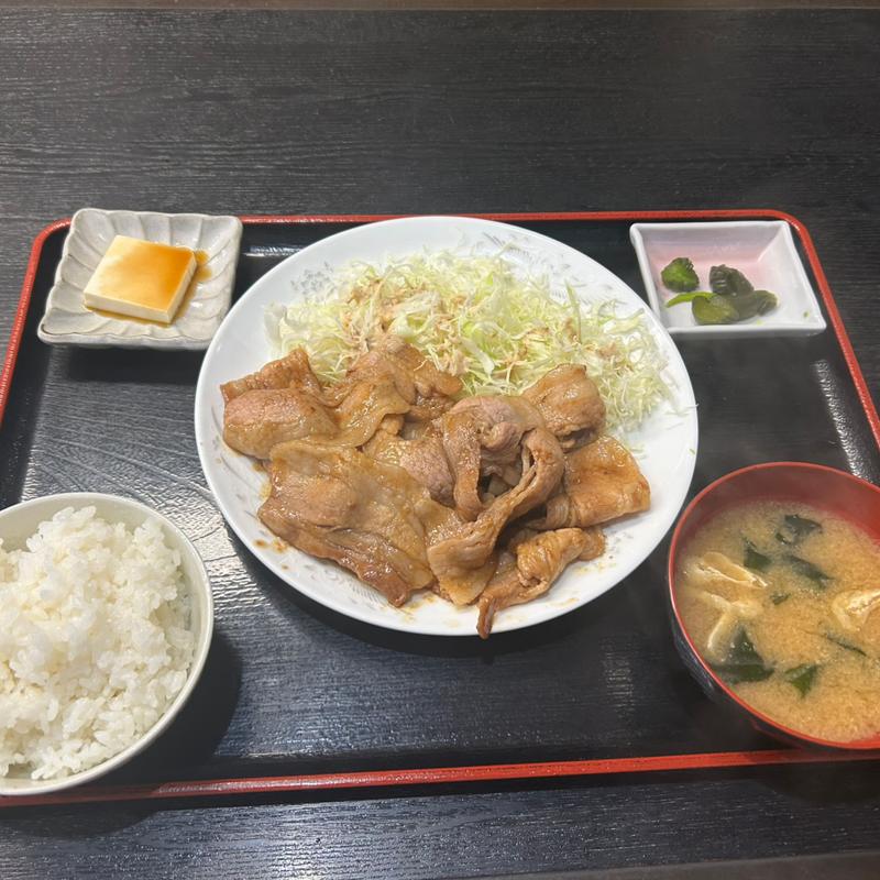 豚バラ焼肉定食　生姜焼き(ふくだや)
