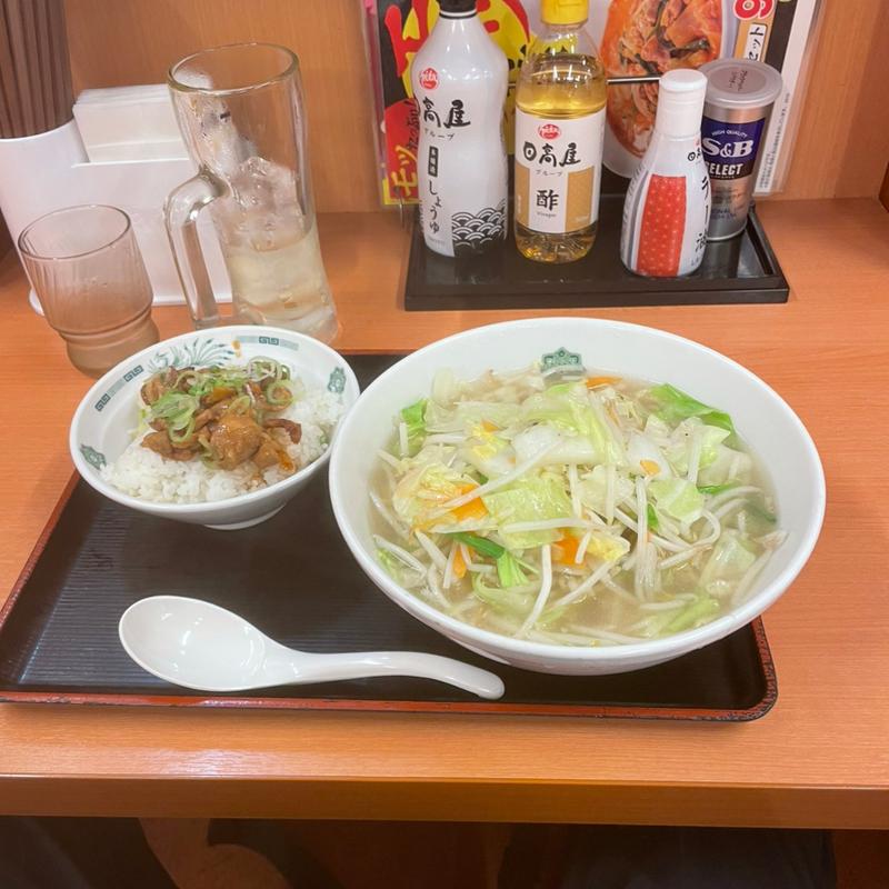 野菜たっぷりタンメン焼き鳥丼セット(日高屋 本厚木一番街店)