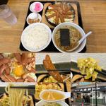 ウインナー鉄板焼きライスに半ラーメン