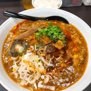 辛肉玉ラーメン 麺中盛(らぁ麺亀我楽（きがら）)