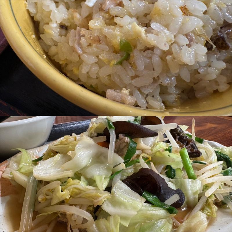 半チャーハン・野菜炒め(福宝)
